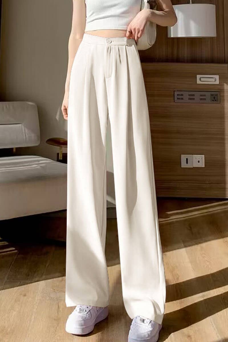 CWBLP00922_AUTUMN MID-RISE DRAPEY SLIM-FITTING LOOSE TROUSER