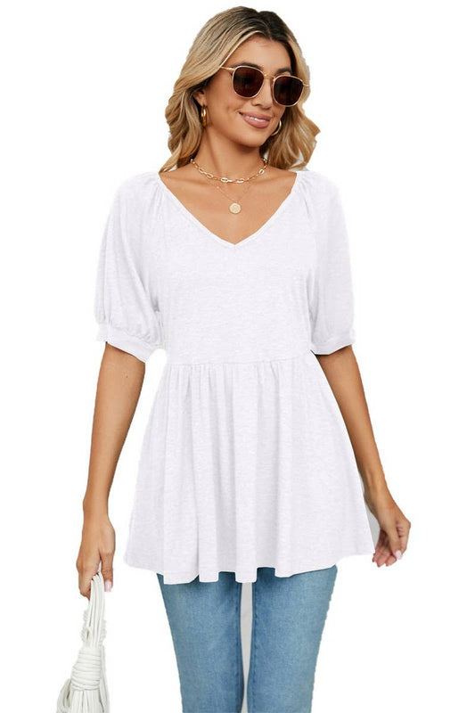 CWTTS0753_V-Neck Shirt Sleeve Top