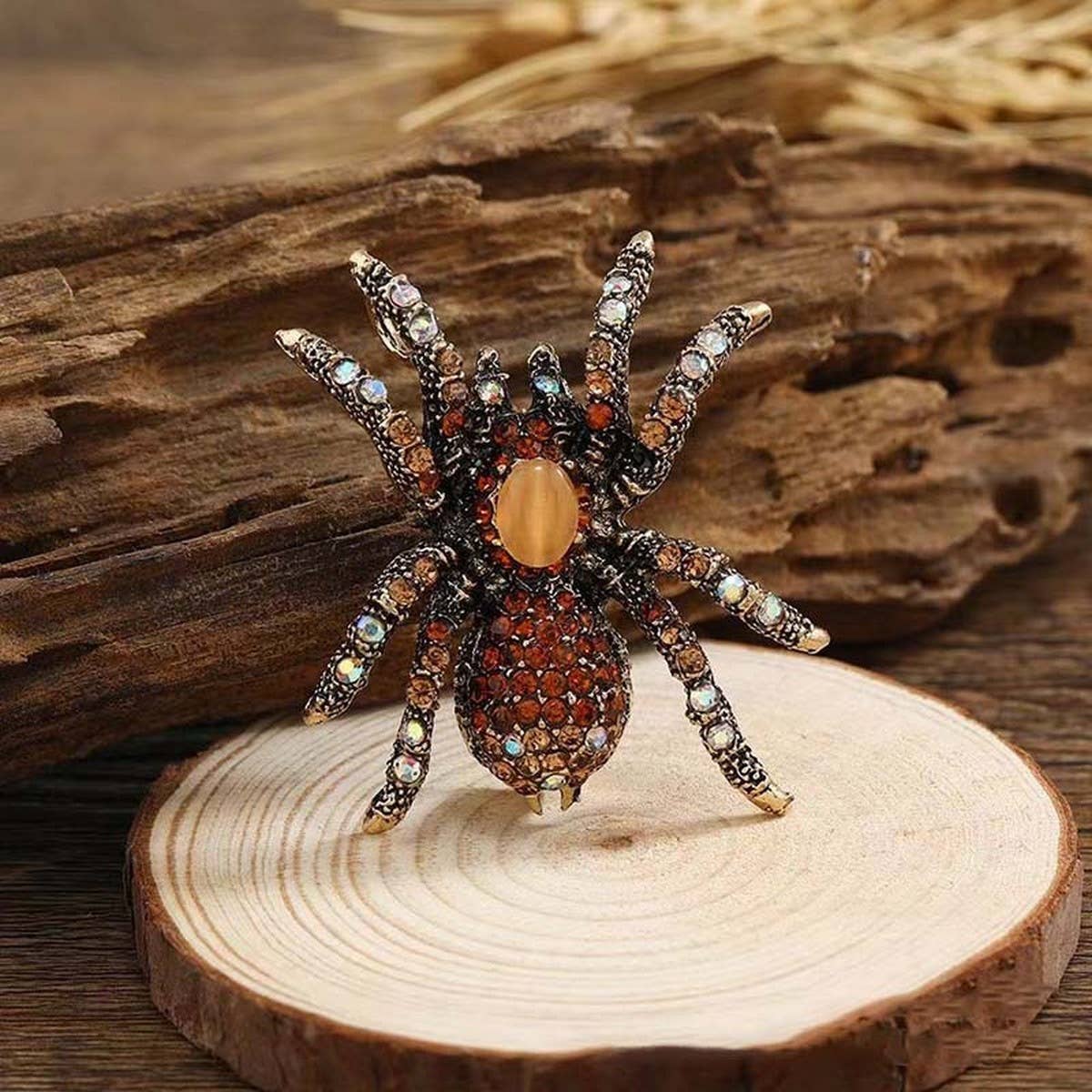 CWAJE2567_HALLOWEEN SPIDER CRYSTAL BROOCH