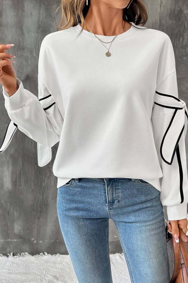 CWTBLL00768_COLORBLOCK BOW DETAIL CREWNECK SWEATSHIRT