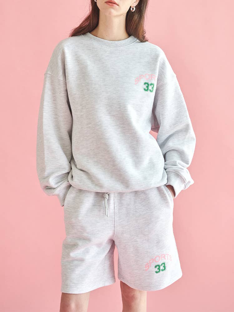 Casual sweatshirt shorts printed sportswear set