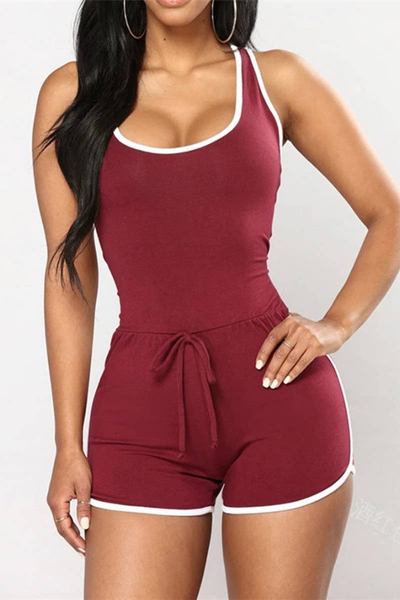 CWSJS1773_SOLID COLOR BOXER BIKINI SWIMSUIT SEXY JUMPSUIT