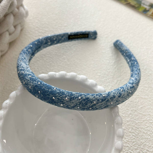 Denim Starry Puff Headband with Volume Sponge