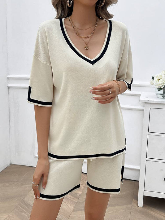 CASUAL LOOSE V-NECK SWEATER SET