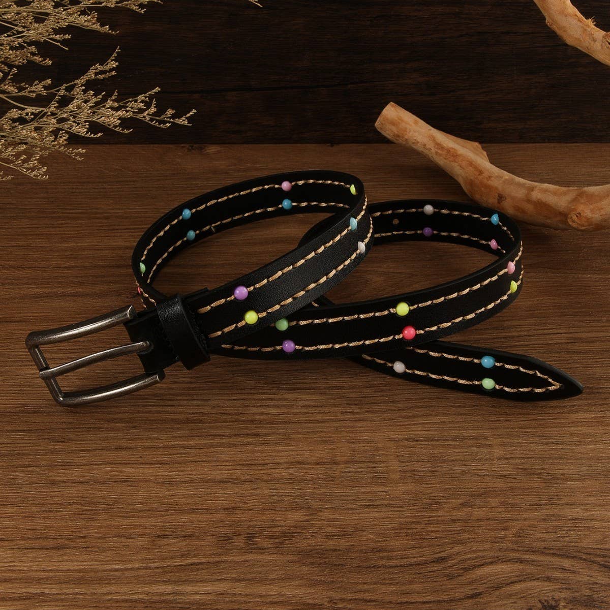 ETHNIC STYLE HANDMADE STRING COLORFUL BEAD BELT_CWMM3950