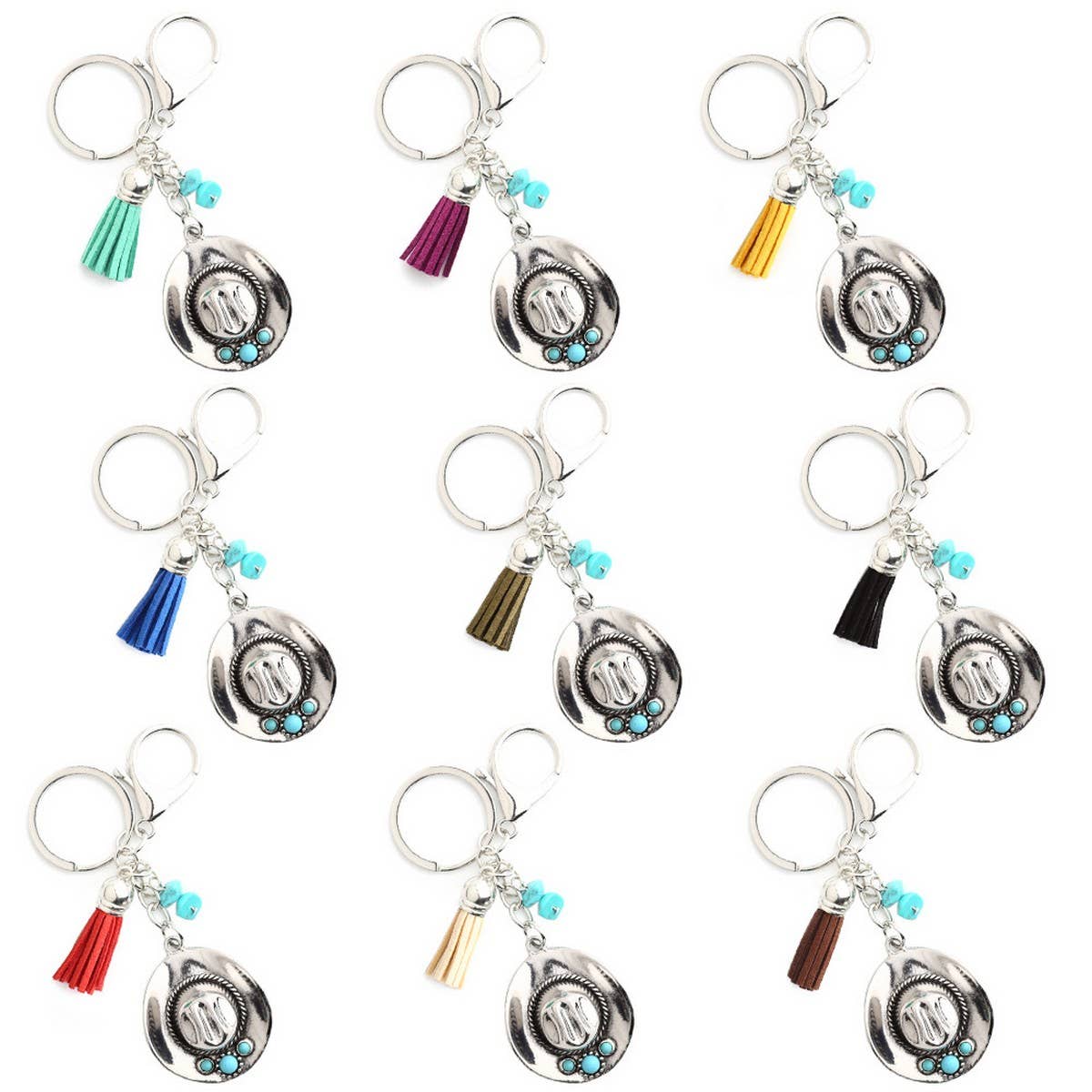 Boho Cowboy Hat Keychain with Vintage Western Charm_CWAB5083
