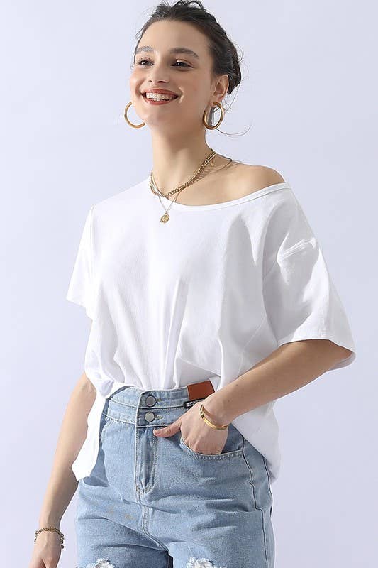 CWTTS691_LOOSE FIT ROUND NECK SHORT SLEEVE T SHIRT TOP