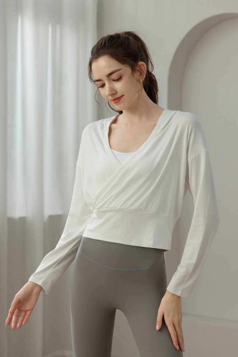 CWTBLL3629_NEW STYLE SPORTS LOOSE YOGA JACKET HOODED TOP