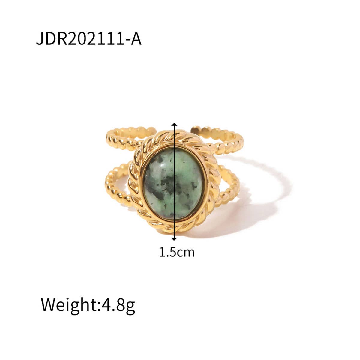 GOLD STAINLESS STEEL INLAID NATURAL STONE RINGS