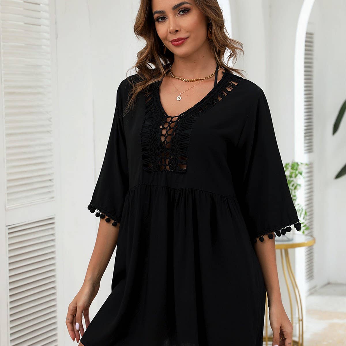 SUMMER V-NECK HOLIDAY LOOSE SWIMSUIT COVER-UP