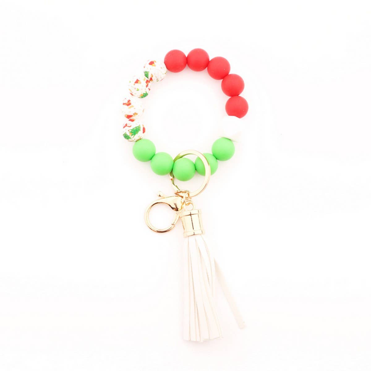 Christmas Silicone Bead Bracelet Keychain Gift