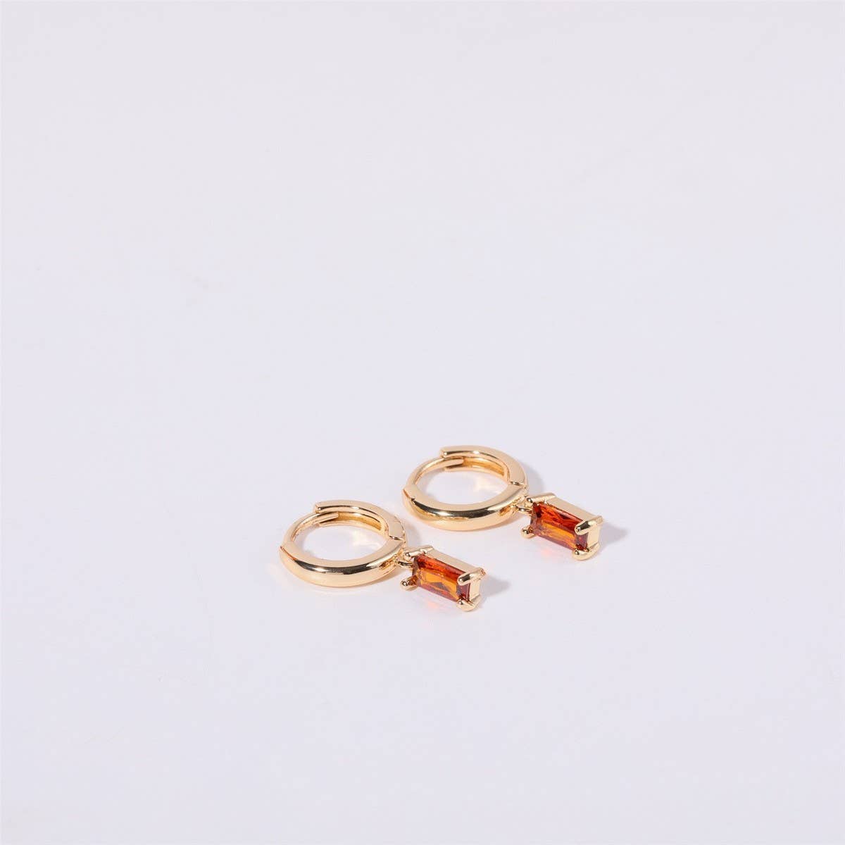 Retro Simple Colored Birthstone Earrings_CWMM5348