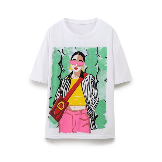 Casual Graphic Tee ??Trendy Summer Top_CWTHT0237