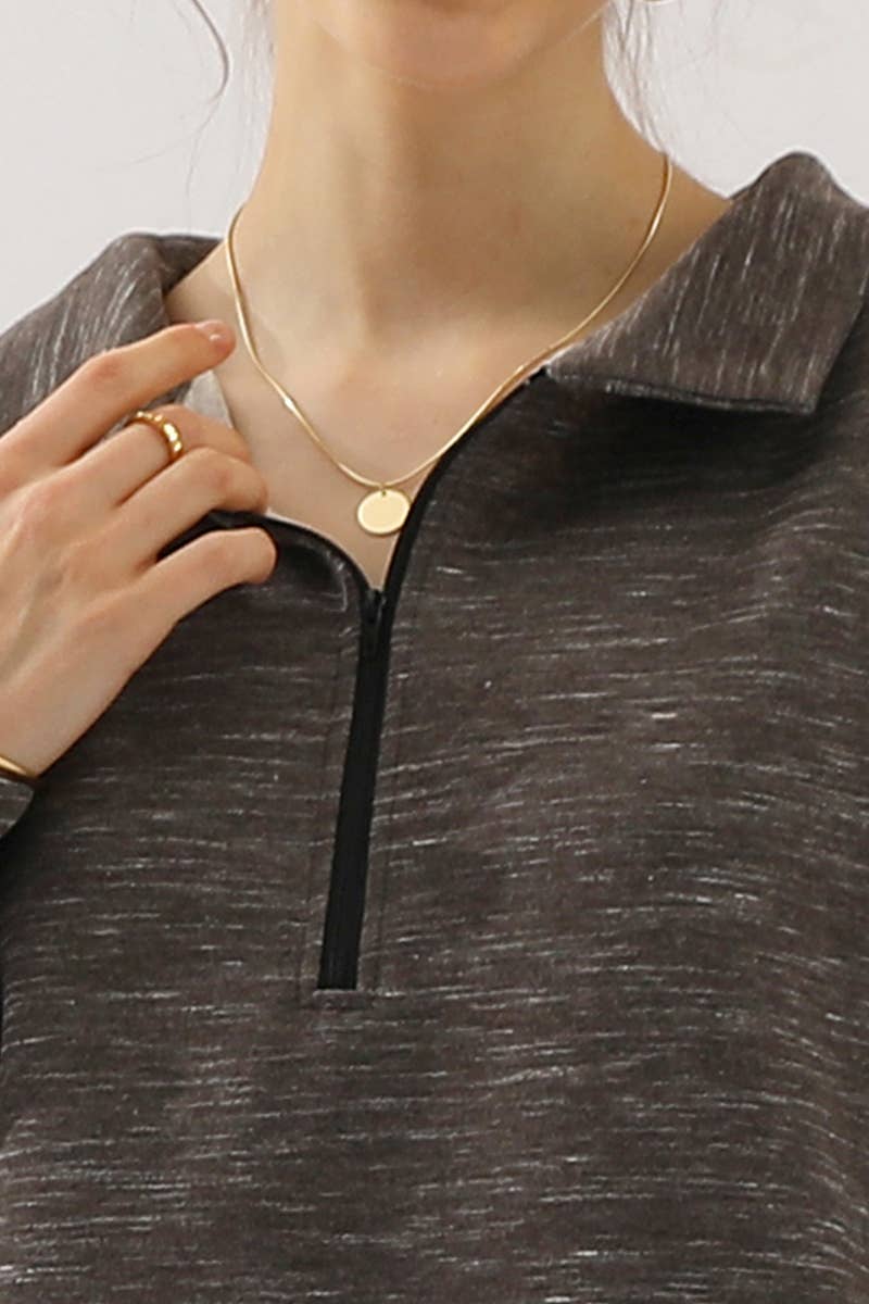 CWOHOL431_Zip Neck Lightweight Pullover Sweatshirt