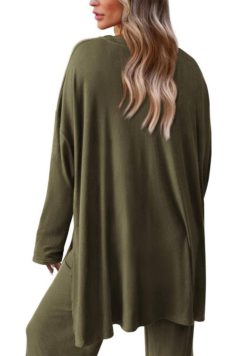 CWSTB00483_2025 KNIT LOUNGE SET WOMEN 2 PIECE CASUAL OUTFITS