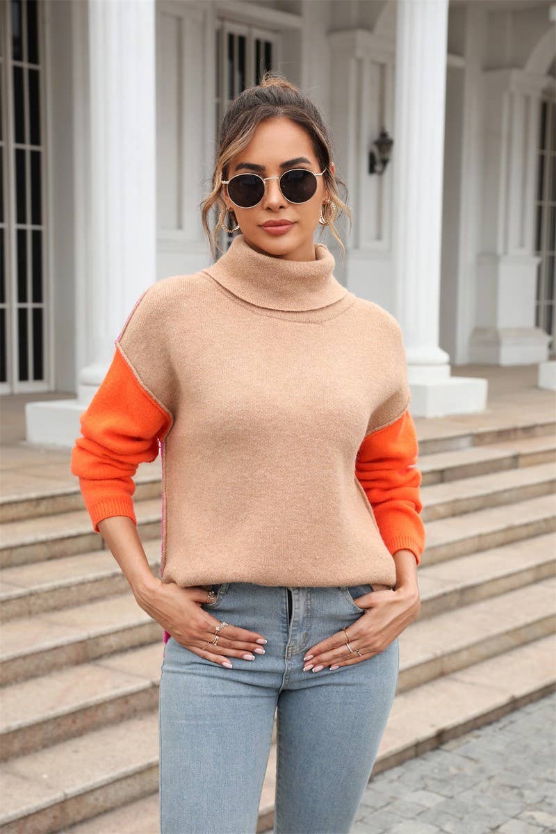 CWOSWL1686_Turtle Neck Long Sleeve Pullover Sweater