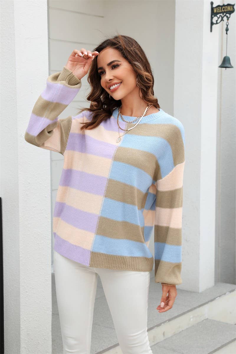 CWOSWL1674_Crew Neck Long Sleeve Pullover Sweater