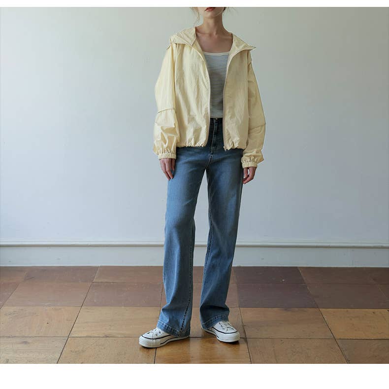 Breathable drawstring hooded sunscreen coat