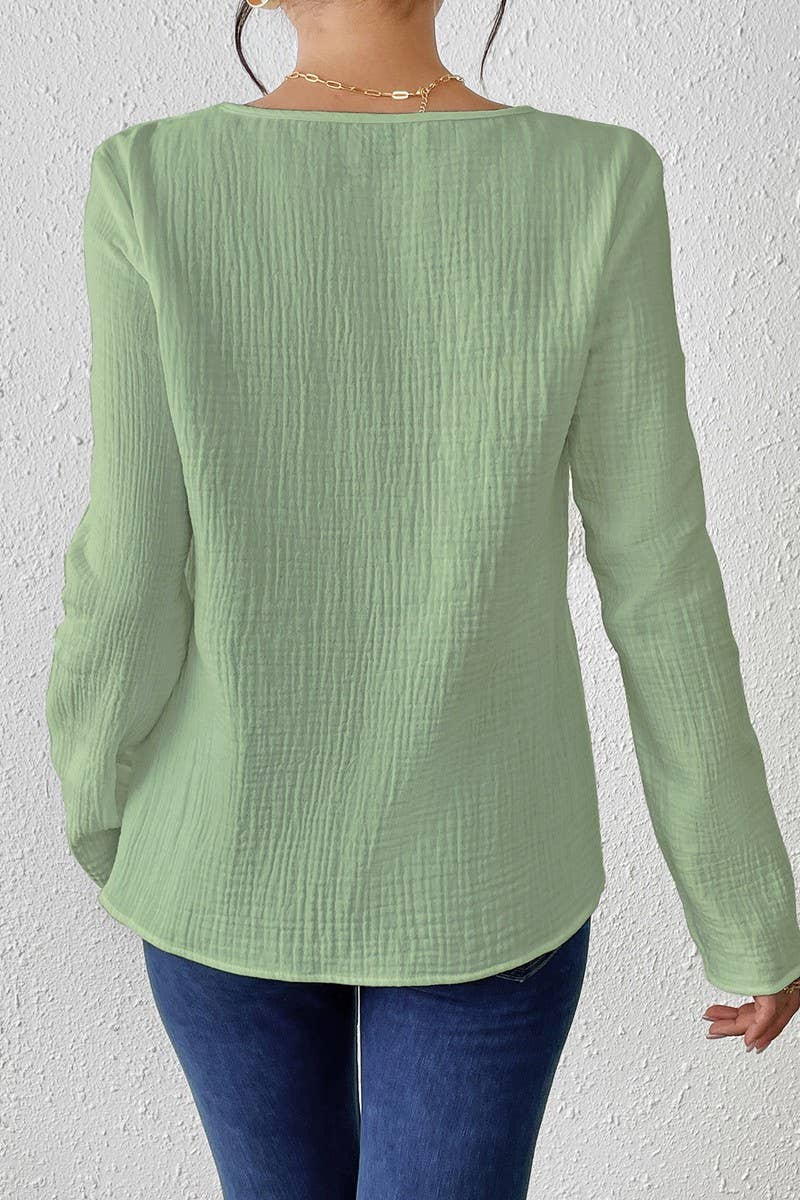 CWTBLL3850_SLIM FIT SOLID COLOR COTTON-LINEN PULLOVER SHIRT