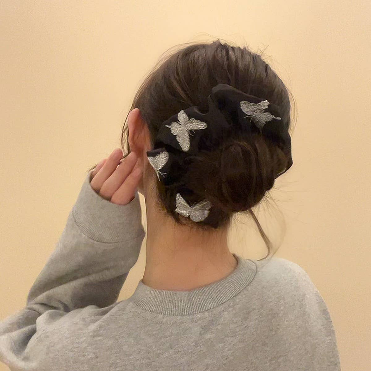 SATIN EMBROIDERED BUTTERFLY HAIRBAND HAIRACCESSORY