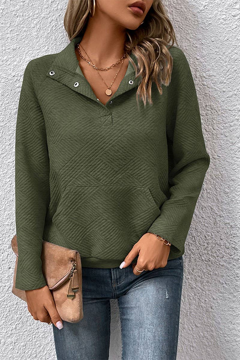 CWTBLL0972_SOLID COLOR LONG SLEEVE STAND COLLAR SWEATSHIRT