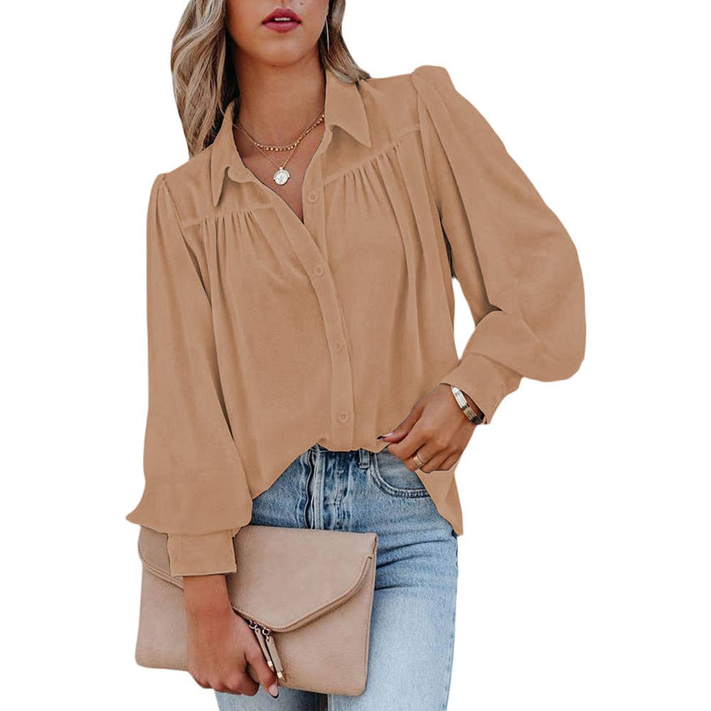 CASUAL SOLID COLOR THIN PULLOVER BLOUSE WOMAN
