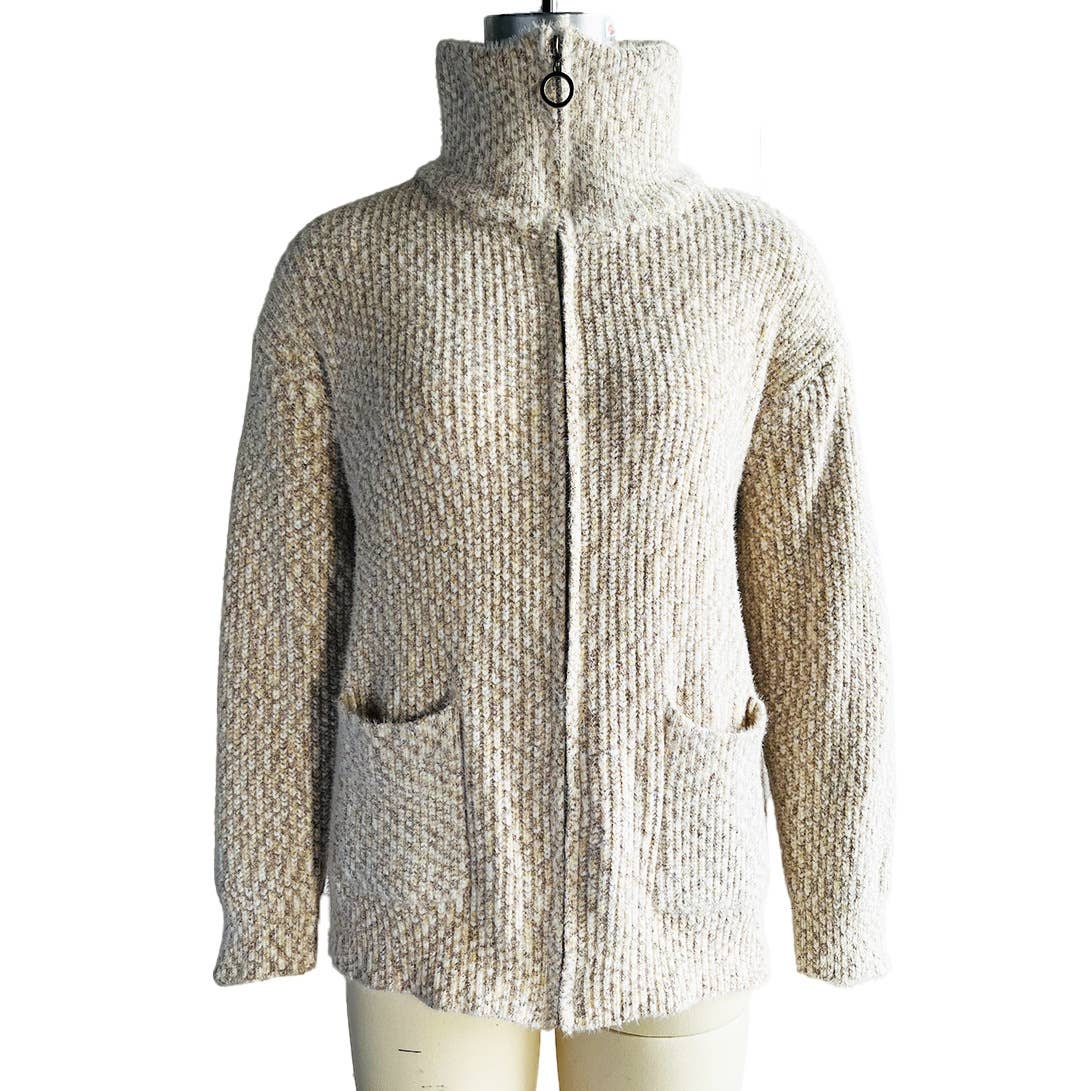 CASUAL LAPEL WITH POCKET ZIPPER CARDIGAN COAT