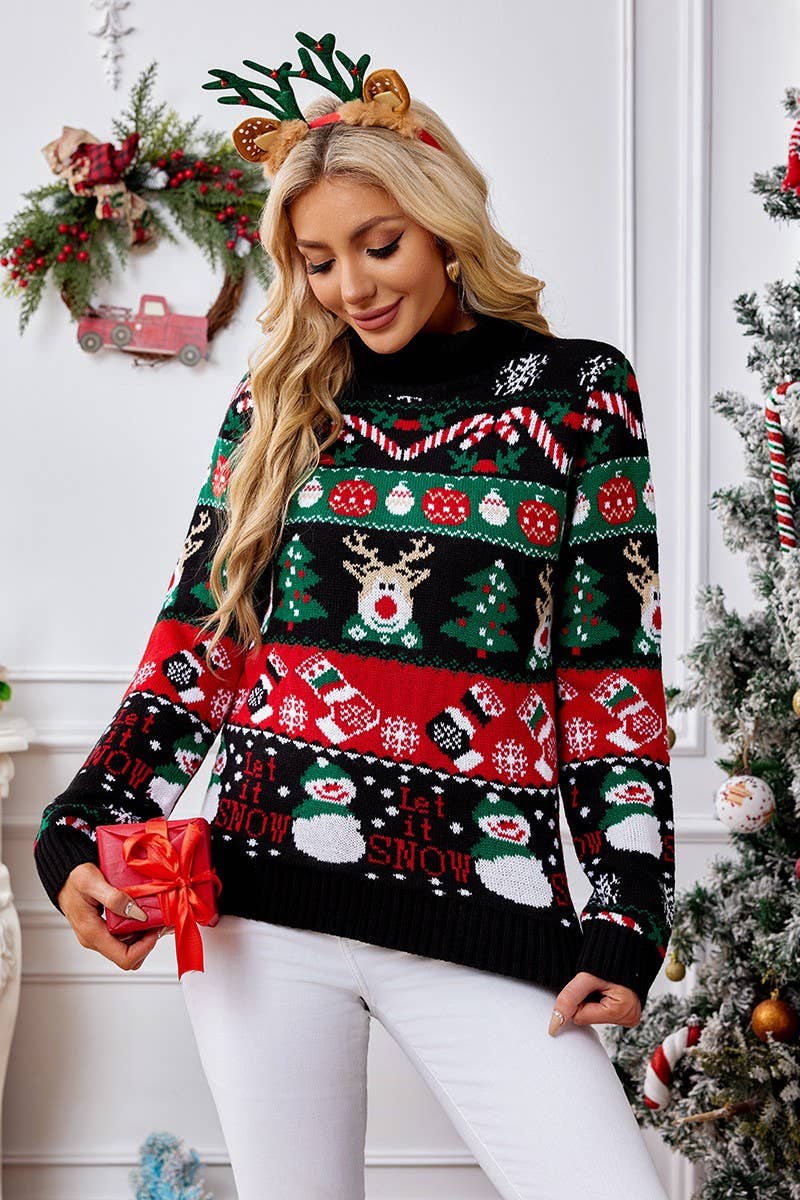 CWOSWL2429_TURTLENECK SNOWMAN CHRISTMAS SWEATER