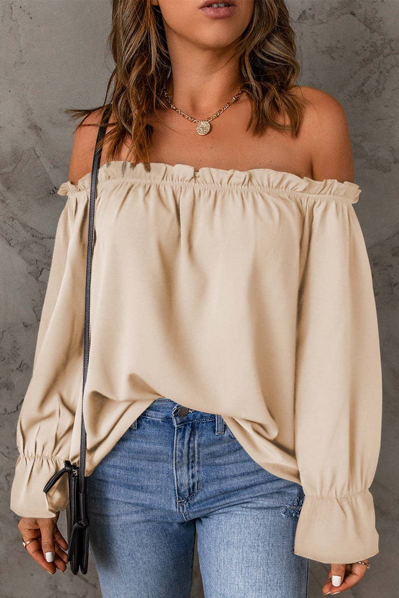 CWTBLL0859_SOLID COLOR PULLOVER SEXY OFF-SHOULDER TOP