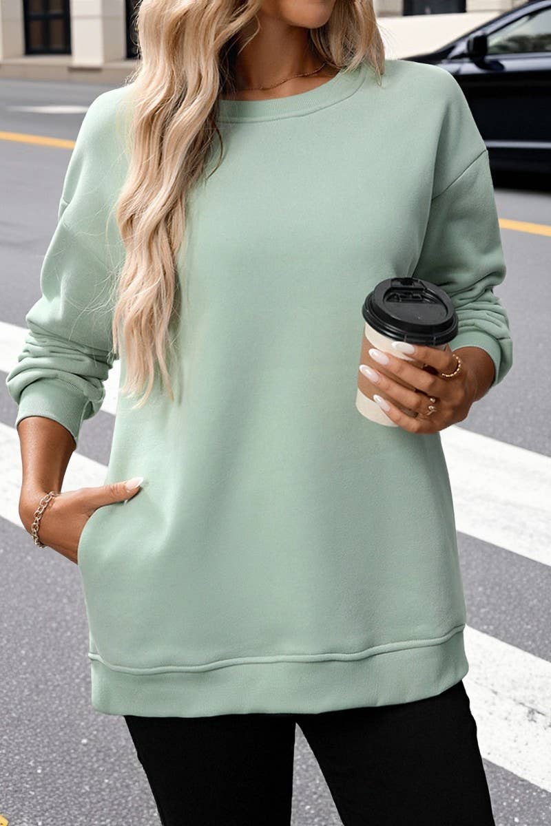 CWTBLL00831_SOLID COLOR CREWNECK PULLOVER SWEATSHIRT