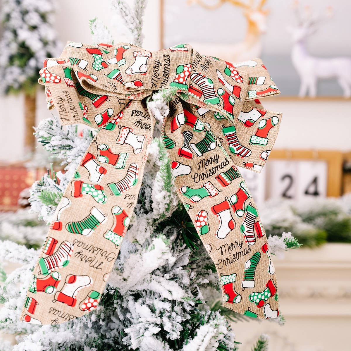 CWMM10252_ST. PATRICK DAY CHRISTMAS RIBBON BOW ORNAMENTS