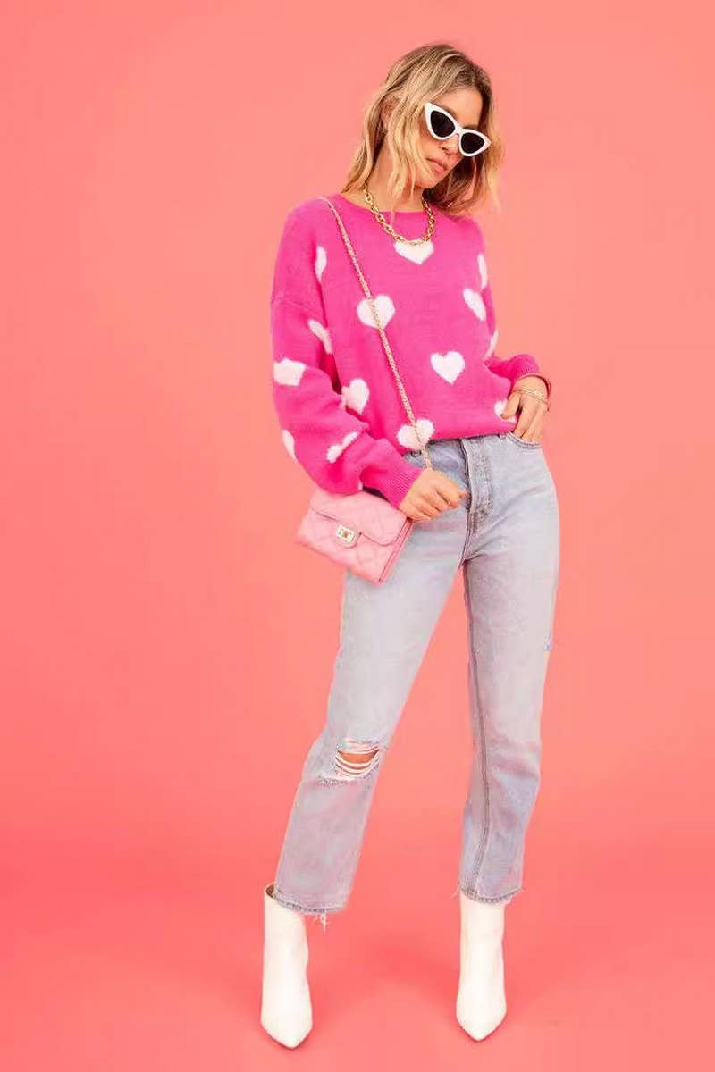 CWOSWL3142_HEART VALENTINE'S DAY PULLOVER KNIT SWEATER
