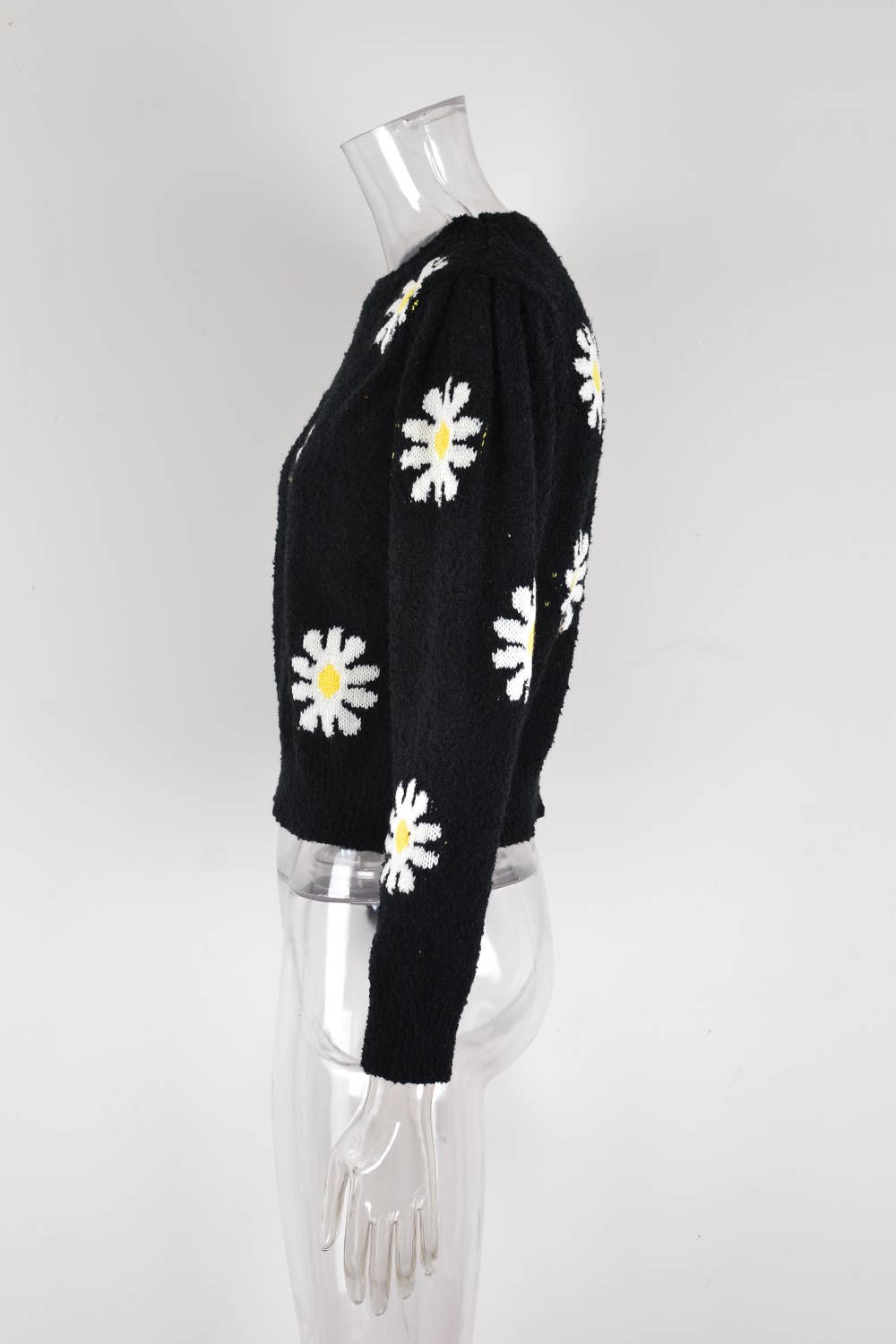 DAISIES ROUND NECK FLOWER KNIT FASHION SWEATER