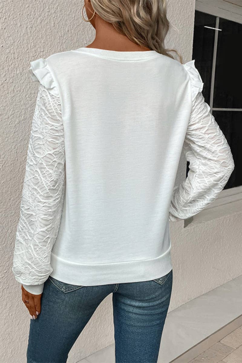 CWTBLL2883_LACE PATCHWORK TOP WITH WOODEN EAR TRIM