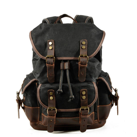 Canvas Leather Hiking Backpack for School & Travel_CWAB5518