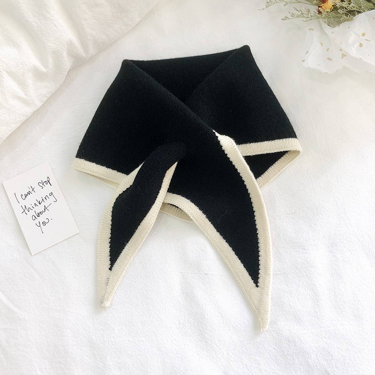 Knit Triangle Scarf for Women’s Winter Neck Wrap