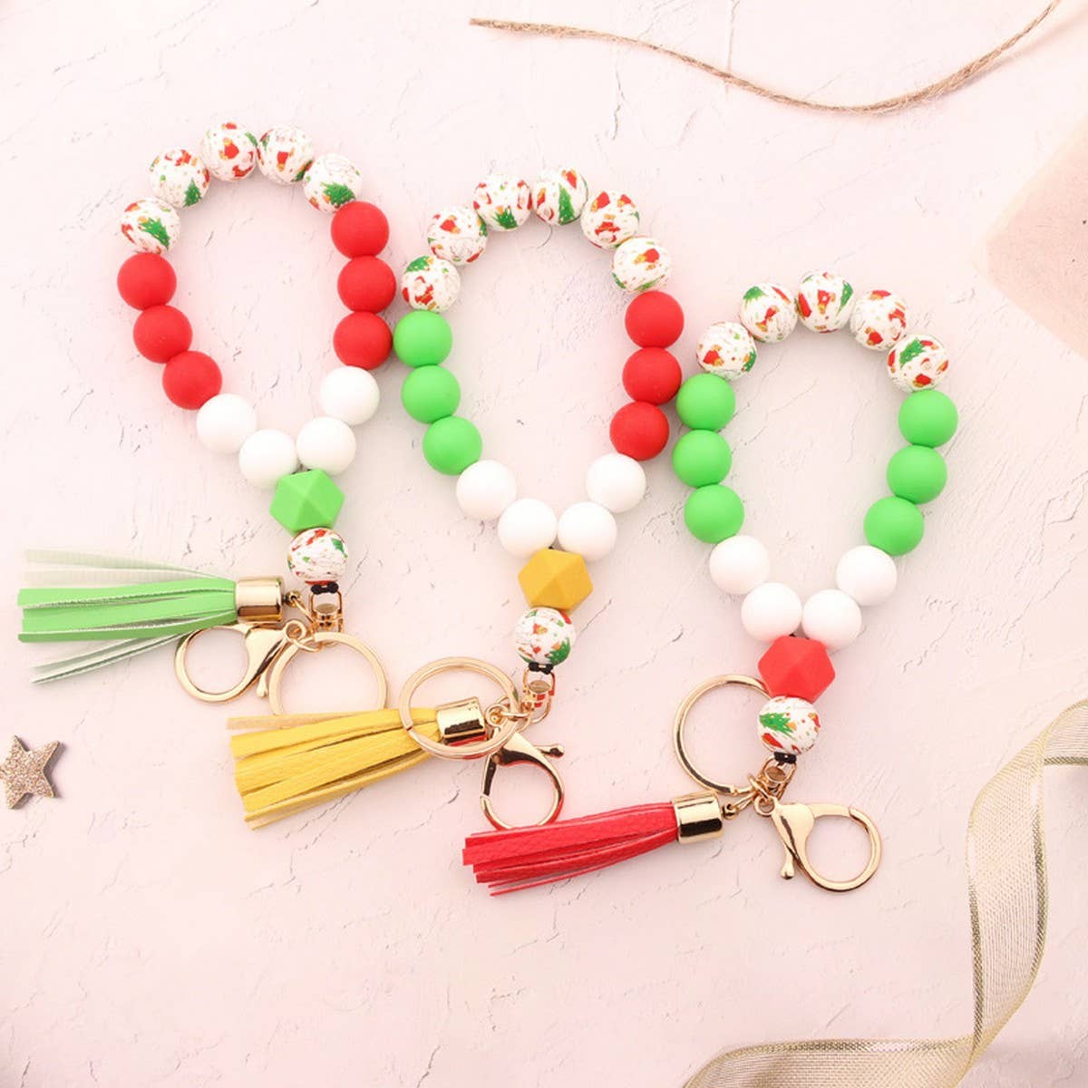 Personalized Christmas Gift Silicone Bead Keychain_CWMM7008