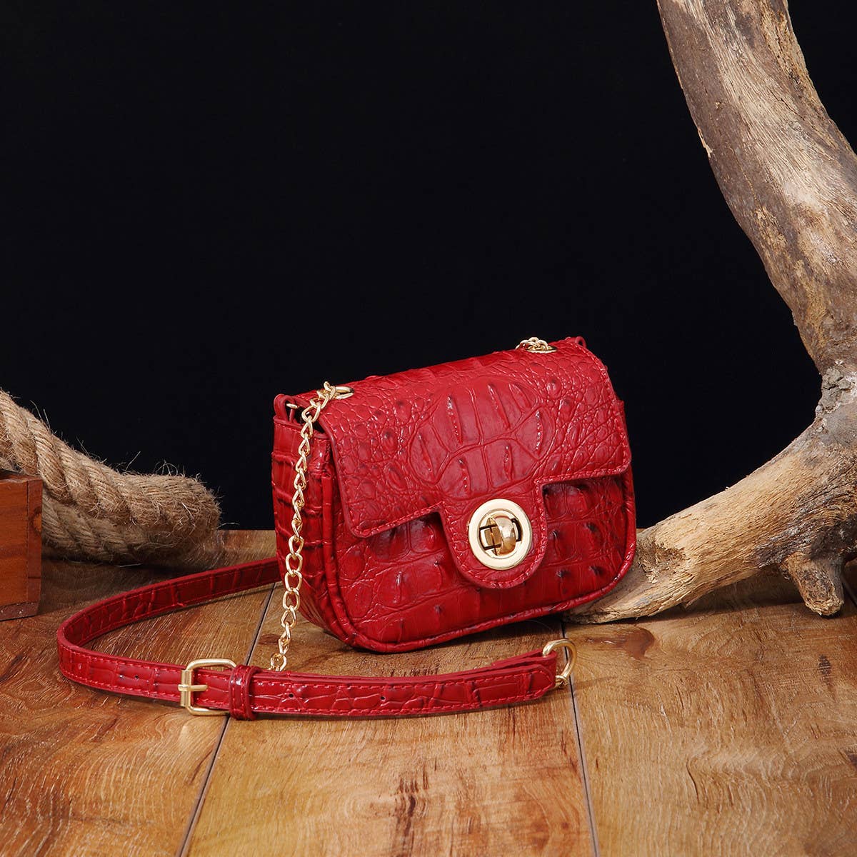 WOMEN MULTI-COLOR CROCODILE PATTERN SHOULDER BAG_CWAB2596