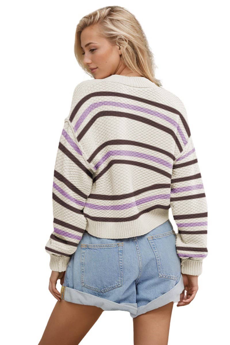 CWOCAL550_COLORBLOCK BUTTON-DOWN KNITTED CARDIGAN