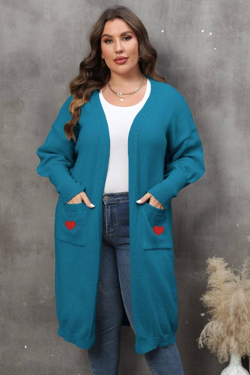 CWOSWL1578_PLUS Size Open Front Long Sleeve Cardigan Sweater