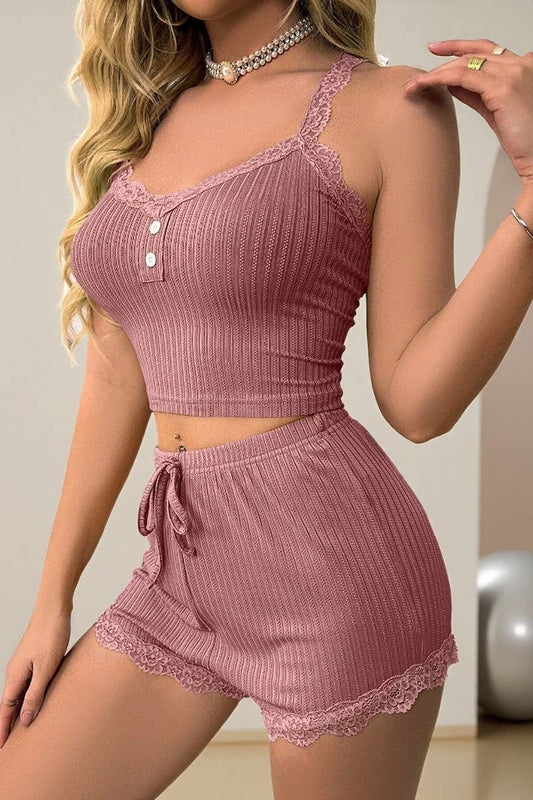 CWSPJ00490_SEXY LACE CAMI AND SHORTS LOUNGEWEAR SET