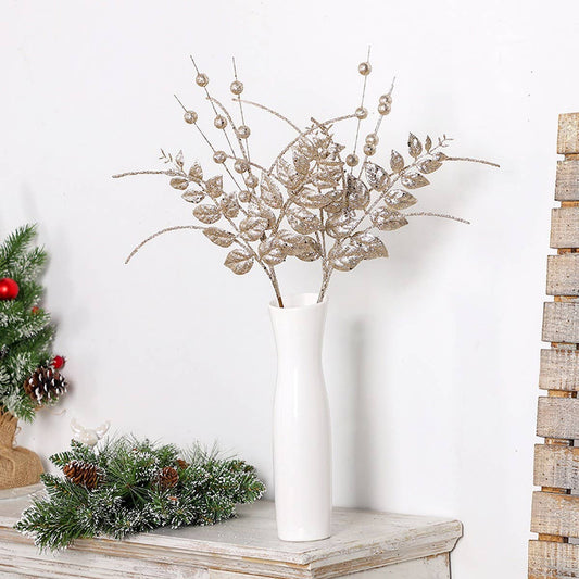 Realistic Berry and Leaf Christmas Floral Pick_CWMM9891