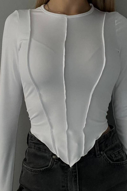 CWTBLL3444_SOLID COLOR LONG SLEEVE ROUND NECK T-SHIRT TOP