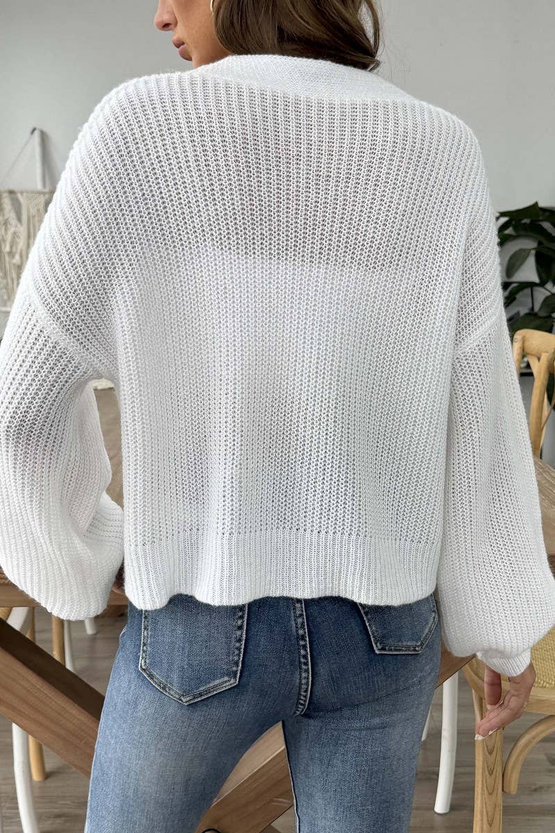 CWOSWL07388_WOMEN HEART PATCH SHORT KNIT CARDIGAN