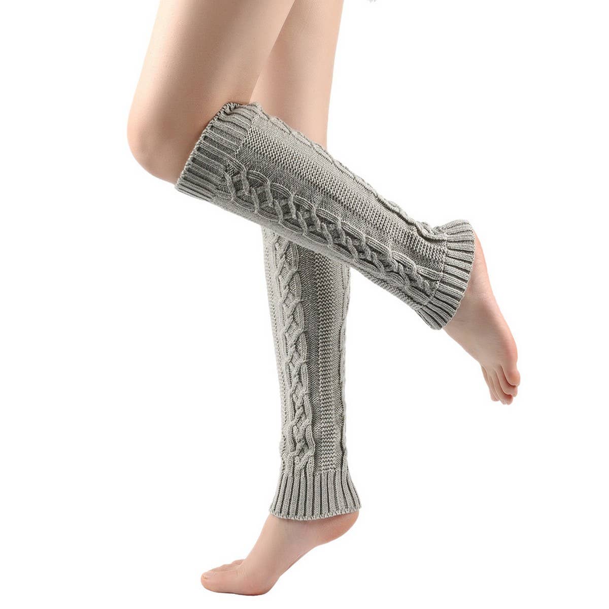 CWMS02675_CHUNKY LEG WARMERS WOMEN SLOUCHY CABLE SOCKS