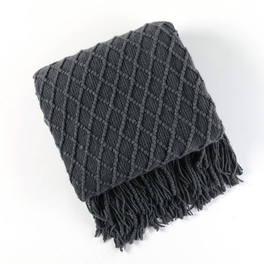 KNITTED SOLID COLOR SOFA BLANKET SHAWL BLANKET