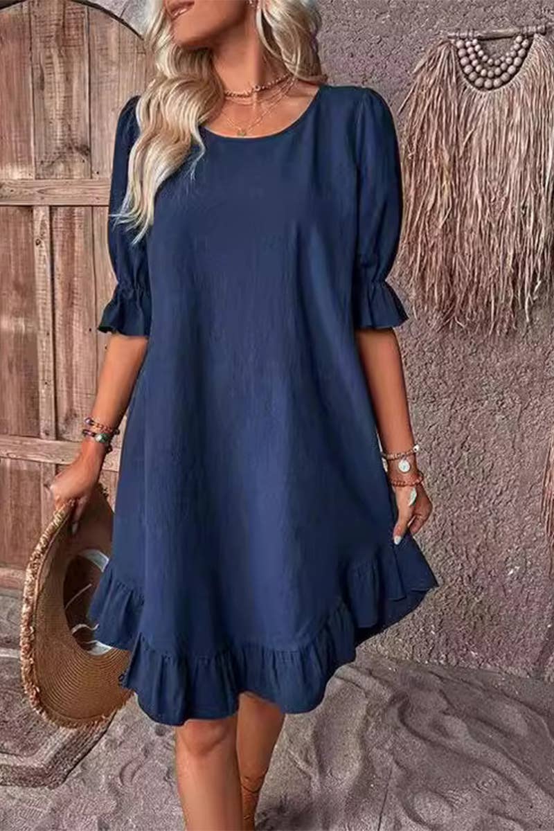 CWDHL0643_CASUAL BUTTON ADJUSTABLE STRAP SLEEVELESS DRESS