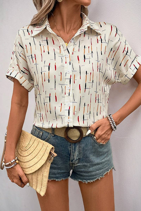 CWTSTS0516_CONTRAST LAPEL LINE PRINT SHORT SLEEVE SHIRT