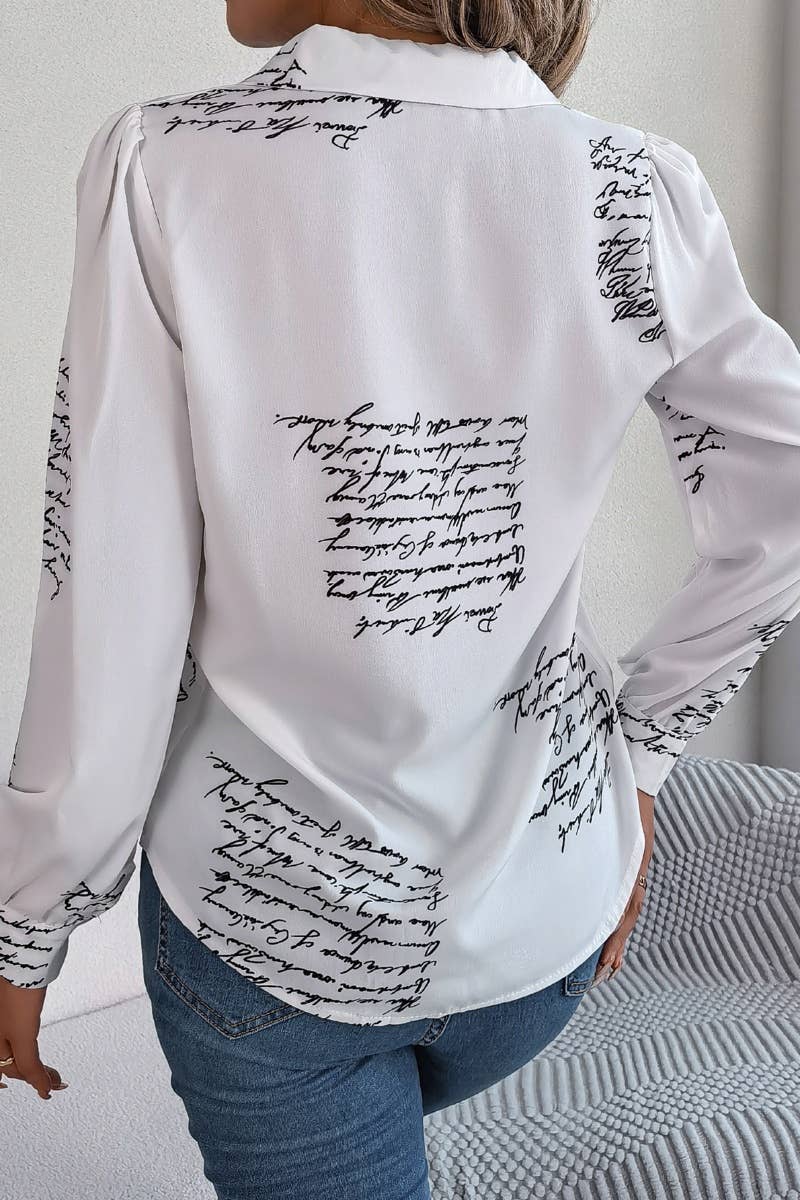 CWTSTL1205_CASUAL LETTER SUIT COLLAR LONG-SLEEVED SHIRT