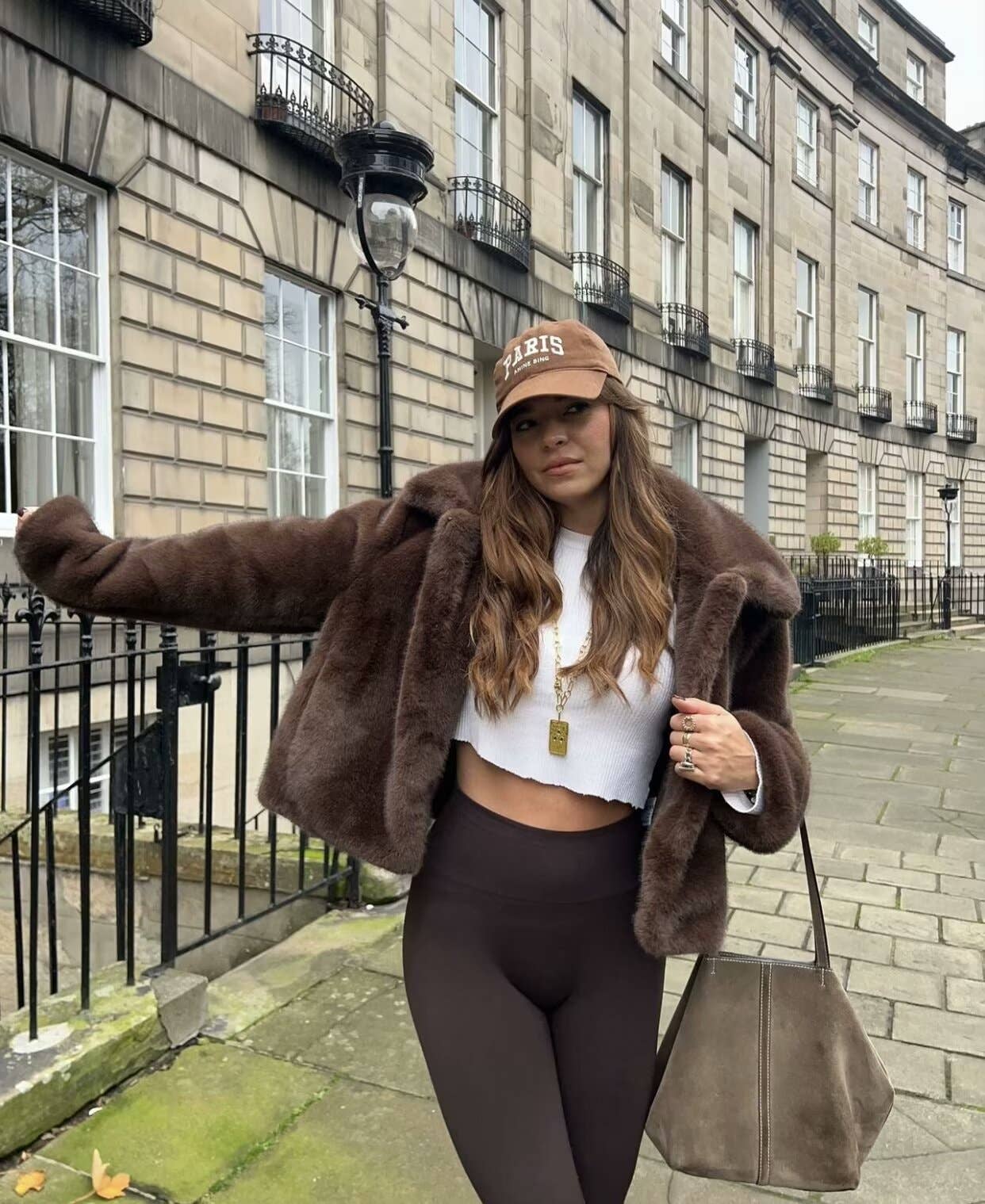 Artificial fur lapel long-sleeved woolen coat